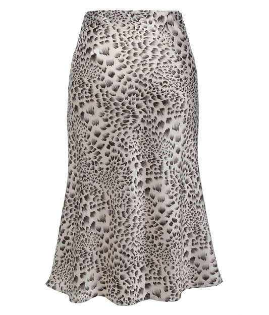 Cnlinkco Casual Satin Skirts for Women Sexy Leopard Bodycon Skirts Evening Midi Length Skirts White S