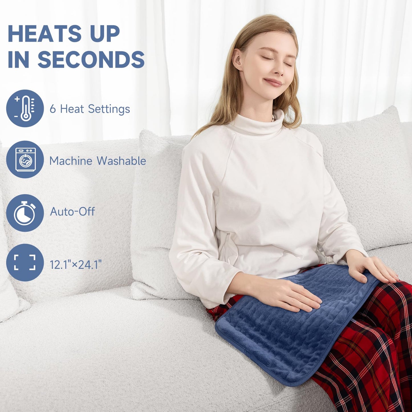 Heating Pad for Back Pain Cramps Relief, ZUODUN Electric Heating Pads for Neck/Shoulder/Leg with Auto Shut Off Large, 6 Heat Settings & Moist Heat Options, Christmas Gifts for Women, Men, Mom, Dad