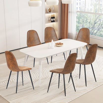 FurnitureR Dining Chairs Set of 4, Comfy Fabric Suede Side Seating Kitchen Chairs Easy Assembly for Living Room Bedroom Guest Room, Brown