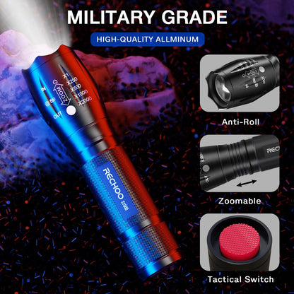 RECHOO LED Tactical Flashlight 4-Pack, Waterproof