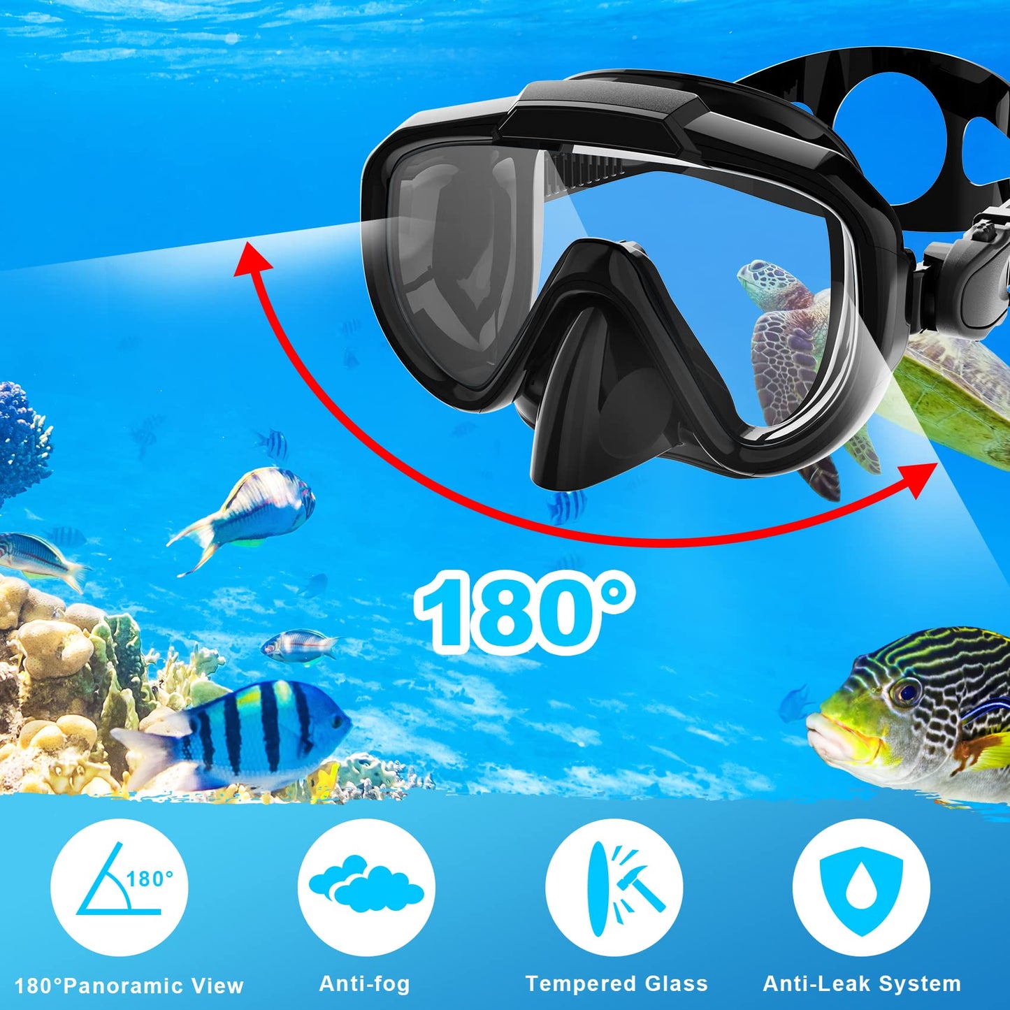 Kids Snorkel Set with Anti-Fog Glass Lens