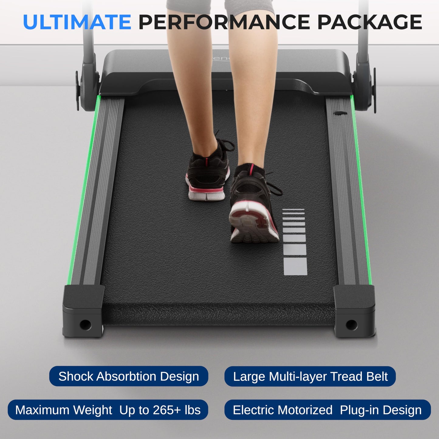 SereneLife Compact Folding Treadmill with 2.5HP Motor - Walking Pad with Integrated Smart App Functionality | Space-Efficient Design | Advanced LED Metrics Display - Compatible with Fitness Apps