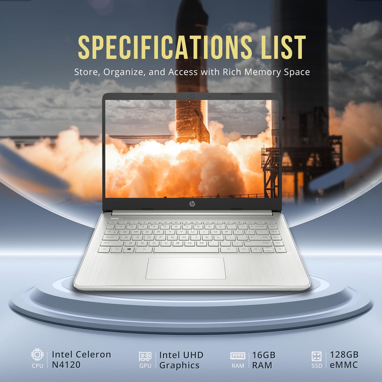 HP Stream 14" Laptop, Intel Celeron, 16GB RAM