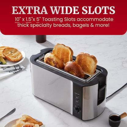 4-Slice Elite Gourmet Toaster with Extra Wide Slots