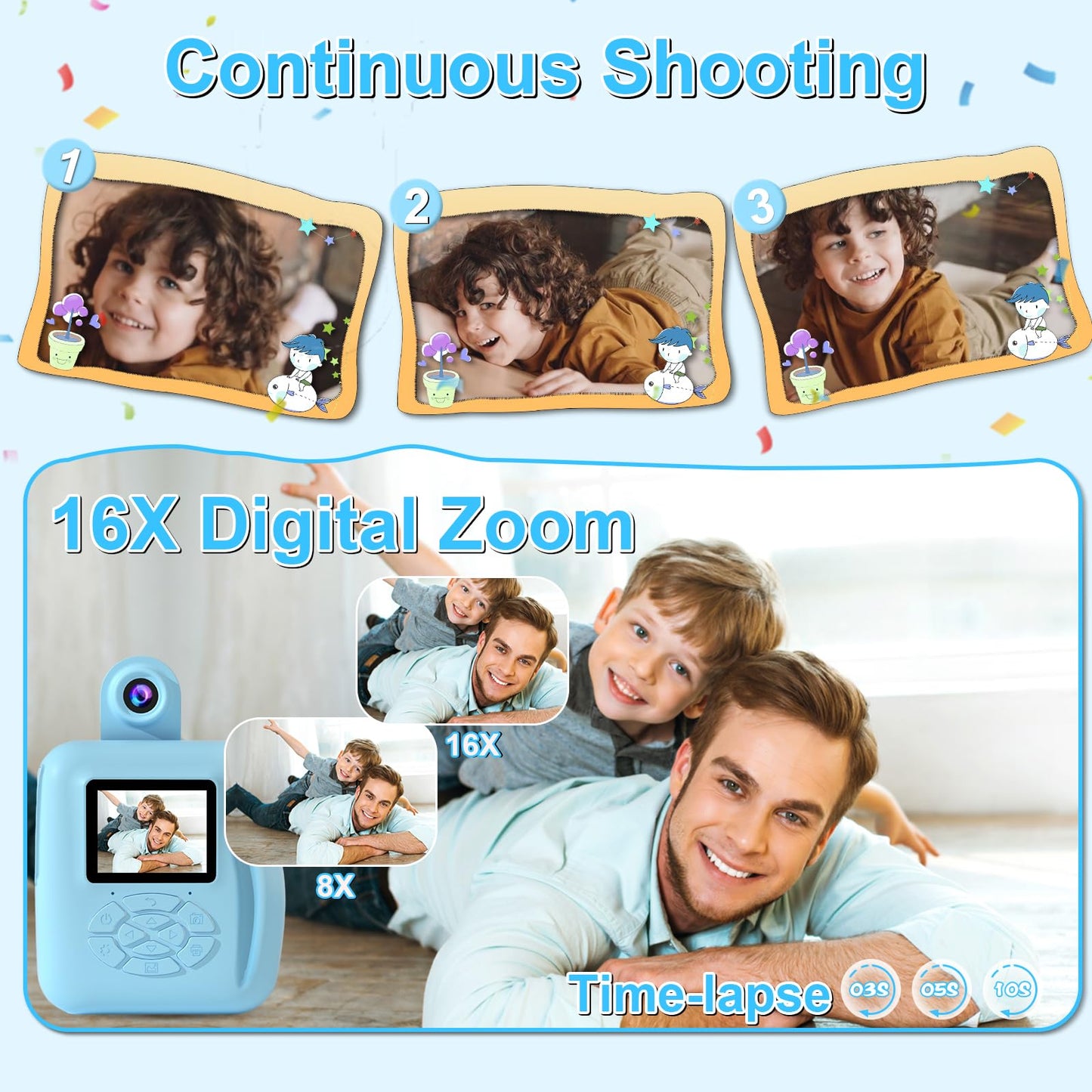 Kids Instant Print Camera for Ages 3-8