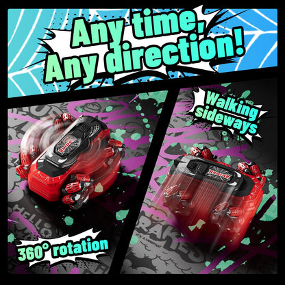 Spider Remote Control Car, Waterproof Mini 4WD Amphibious RC Car Fits Inside Remote, Dual Tires for Land & Water, 360°Spins, 50-Min Runtime W/ 2 Batteries, Boat Toy for Pool Lake Beach, Gift for Kids