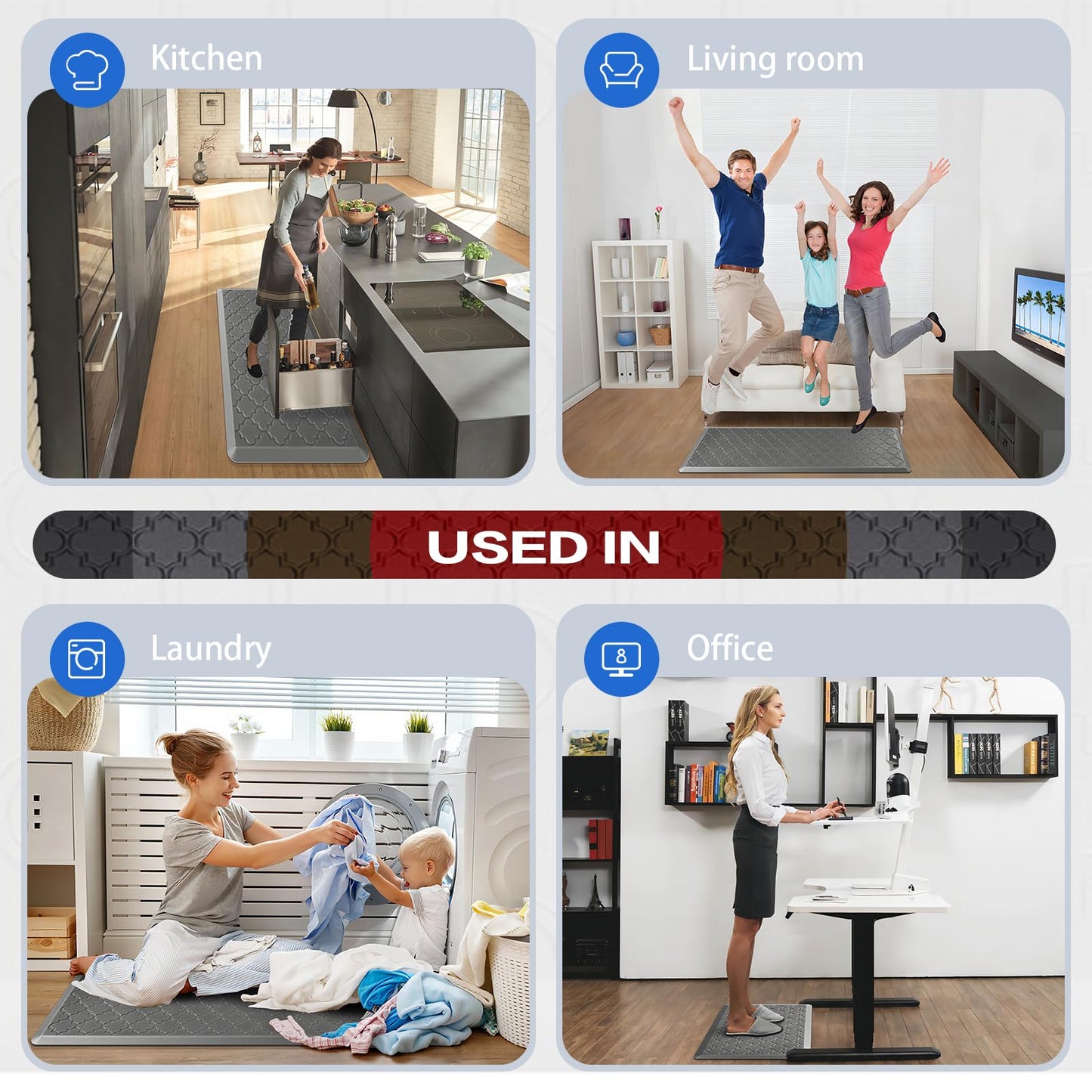 Anti-Fatigue Kitchen Mat by Villsure - 1/2 Inch Thick