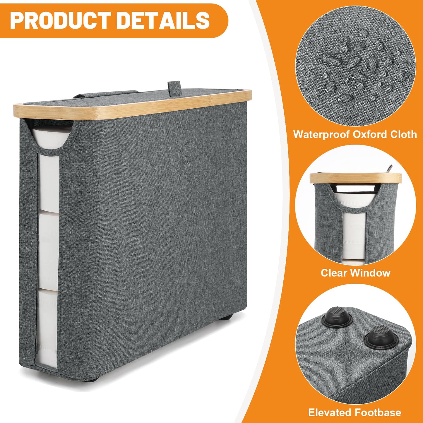30L Toilet Paper Storage Basket with Lid