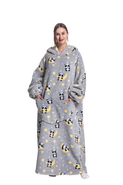 Pterygoid Blanket Hoodie Extra Long,Wearable Blanket with Sleeve for Women Men,Hoodie Blanket with Huge Pocket and Hooded