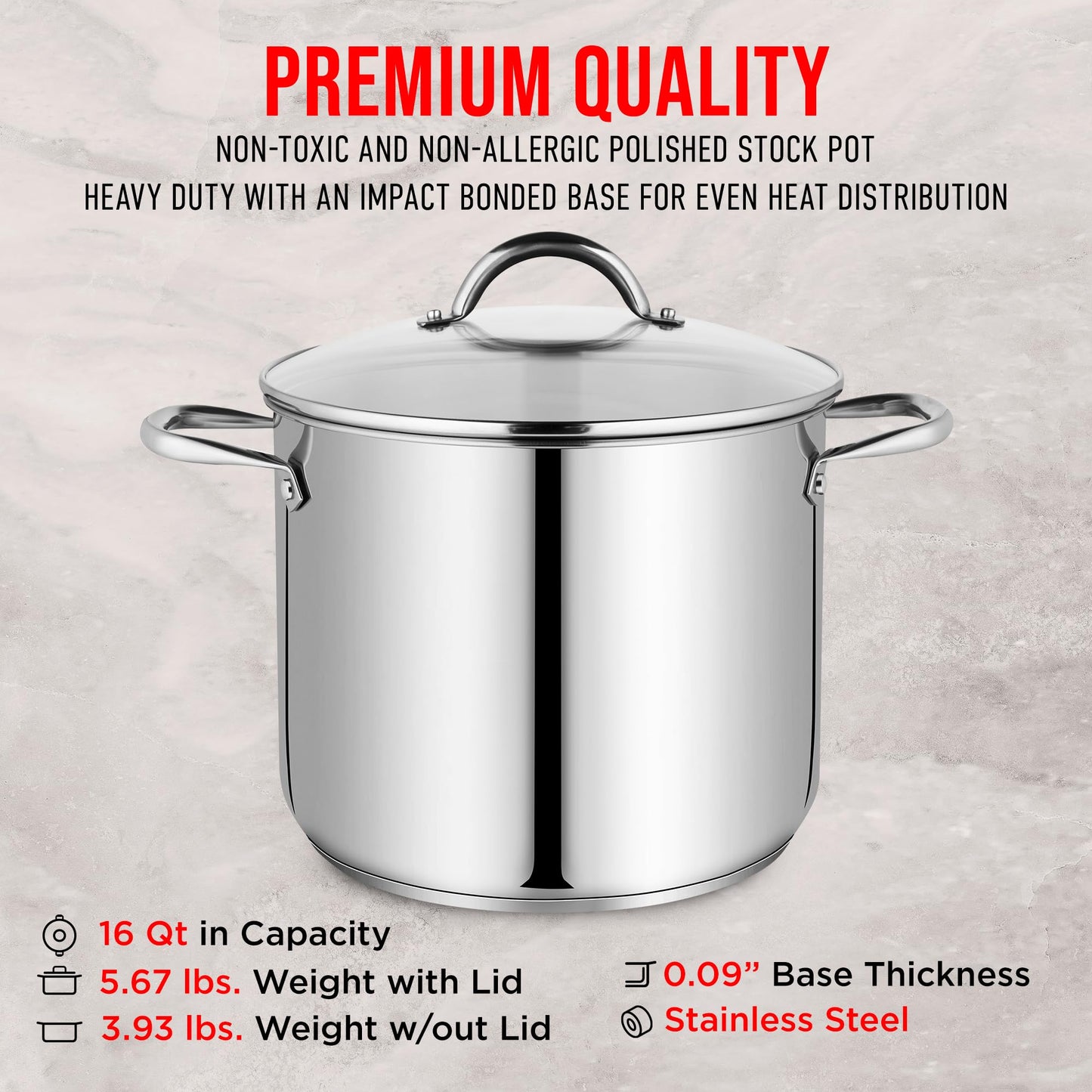 Bakken-Swiss 16-Quart Stainless Steel Stockpot