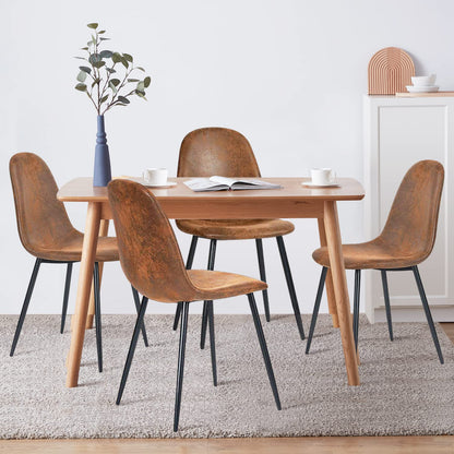 Modern Brown Suede Dining Chairs Set of 4
