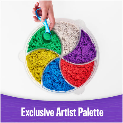 Kinetic Sand, Deluxe Swirl N’ Surprise Playset, 2.5lbs of Play Sand (Red, Blue, Green, Yellow, White and Purple) & 4 Tools, Easter Basket Stuffers