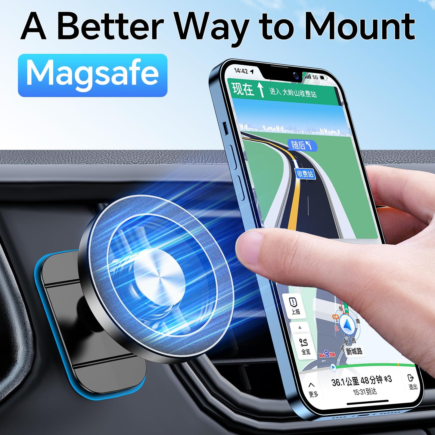 MagSafe Car Mount with 20 Strong Magnets