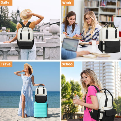 Beraliy Travel Backpack for Women, 2 in 1 Backpack Purse for Women, 15.6 inch Laptop Backpack with Detachable Crossbody Bag, Travel backpack, Waterproof Bookbag, Daily Daypack