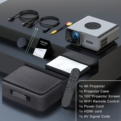 Portable 1080P Projector with Auto Focus & Screen