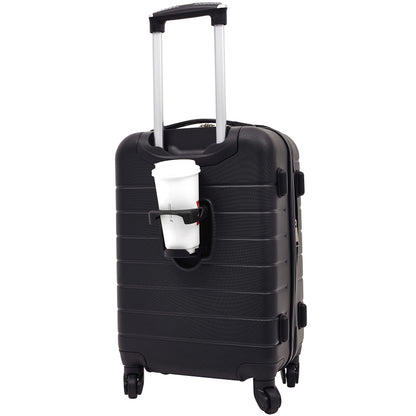 Wrangler Smart Luggage Set with Cup Holder, USB Port and Phone Holder, Black, 2 Piece Set