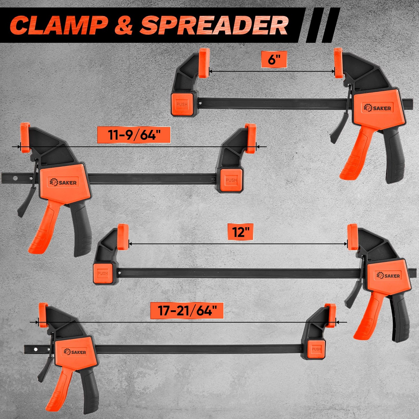 Saker 6" Quick Grip Woodworking Bar Clamps