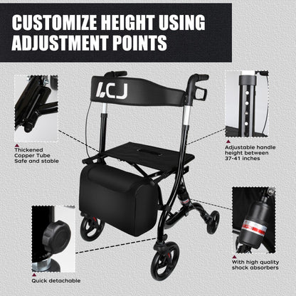 Mobility Walker with Seat and Shopping Bag