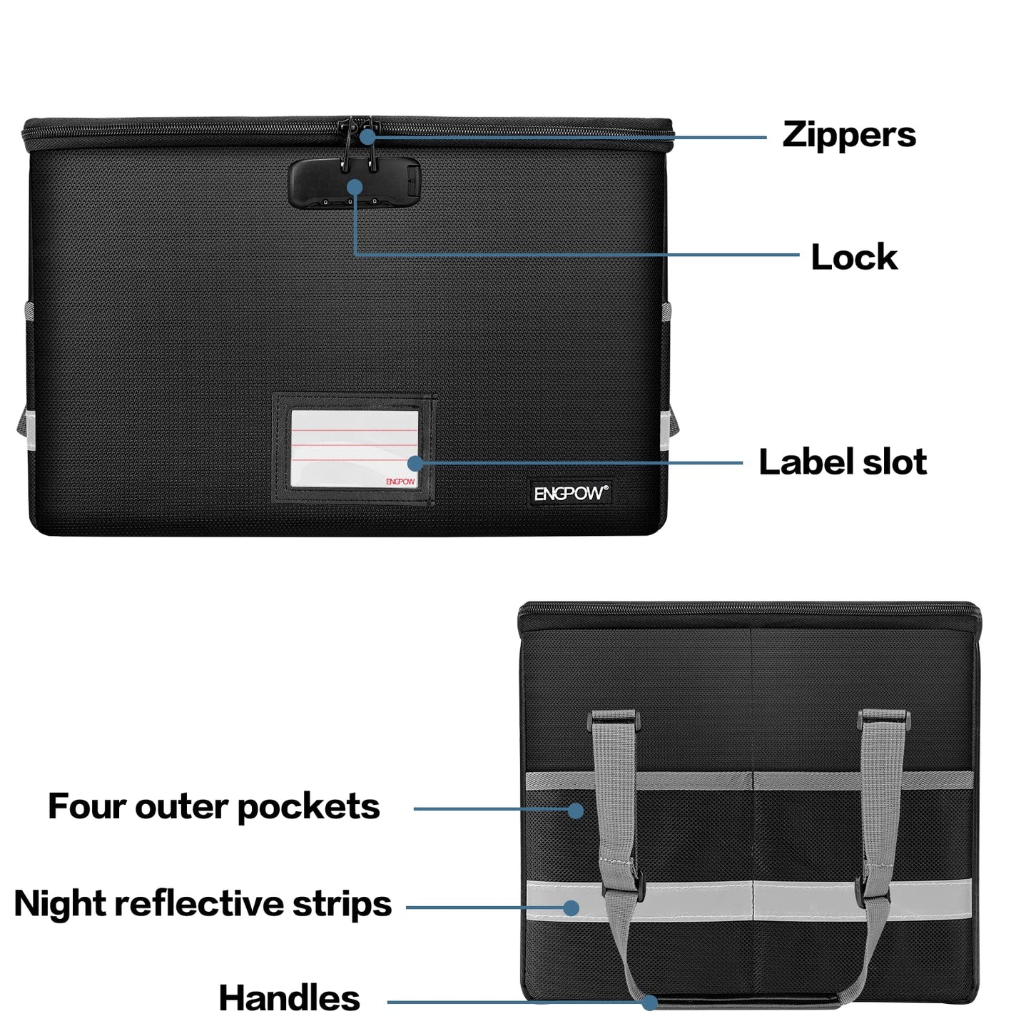 ENGPOW File Box with Lock,Fireproof Box File Storage Organizer Anti-Static Box,Collapsible Fireproof Document Box Filing Box with Handle,Portable Home Office Safe for Hanging Letter/Legal Folder