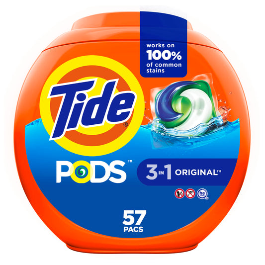 57 Paks Tide PODS 3-in-1 Laundry Detergent, Original Scent