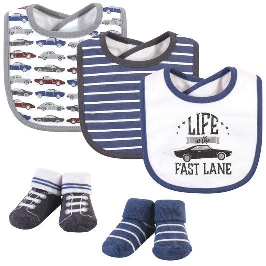 Hudson Baby Vintage Cars Bib and Sock Set