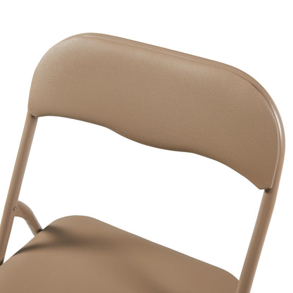 Panana Folding Chairs with Padded Cushion and Back, Metal Chairs for Home and Office,Indoor and Outdoor Foldable Chairs (Kahki, 6 Pack)