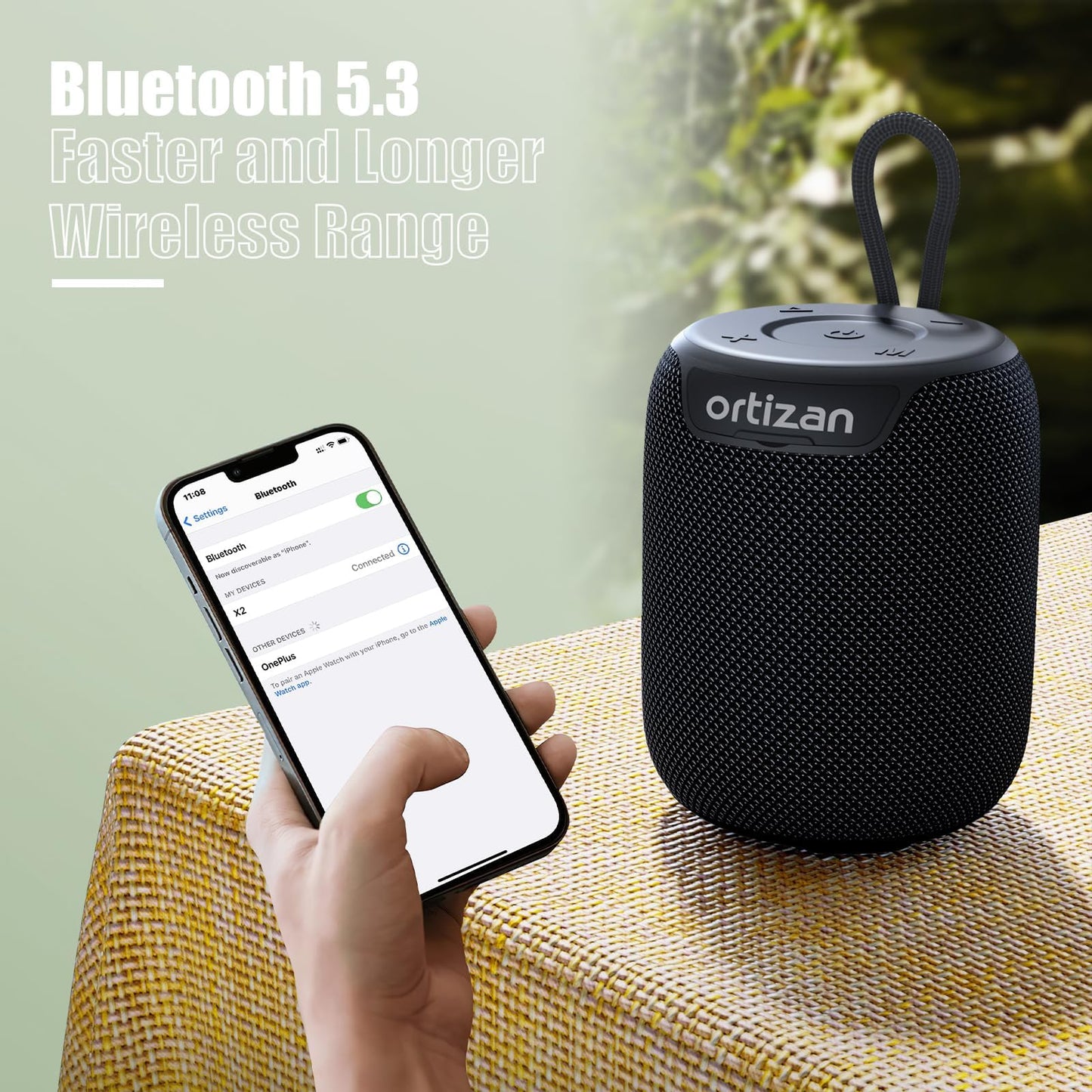 Ortizan Waterproof Bluetooth Speaker with 15H Playtime