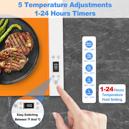 Electric Food Warming Mat with Adjustable Temperature