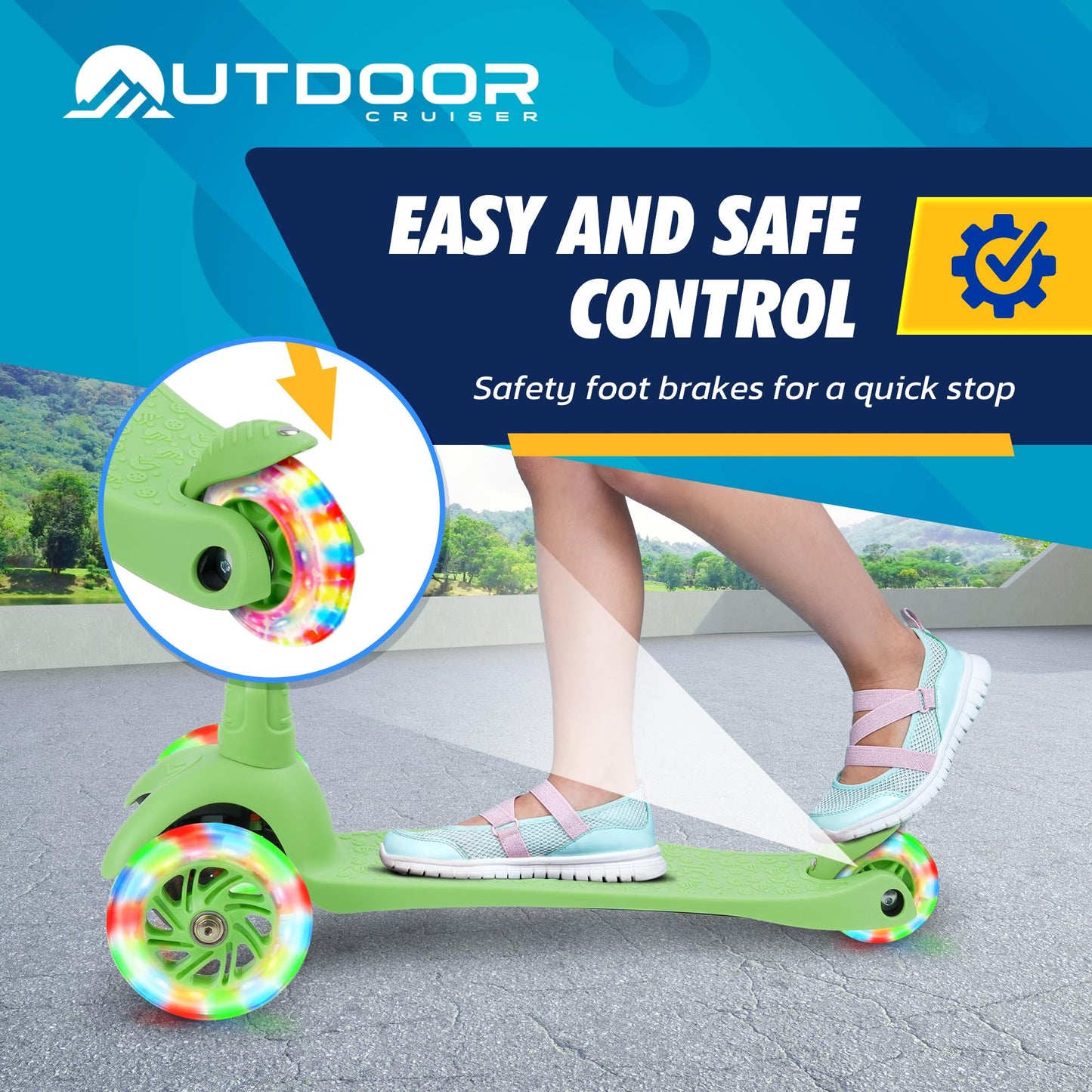 Outdoor Cruiser Kids 3-Wheel Scooter with Lights