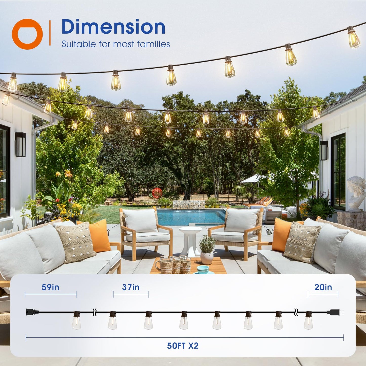 LED Outdoor String Lights with Replaceable Bulbs