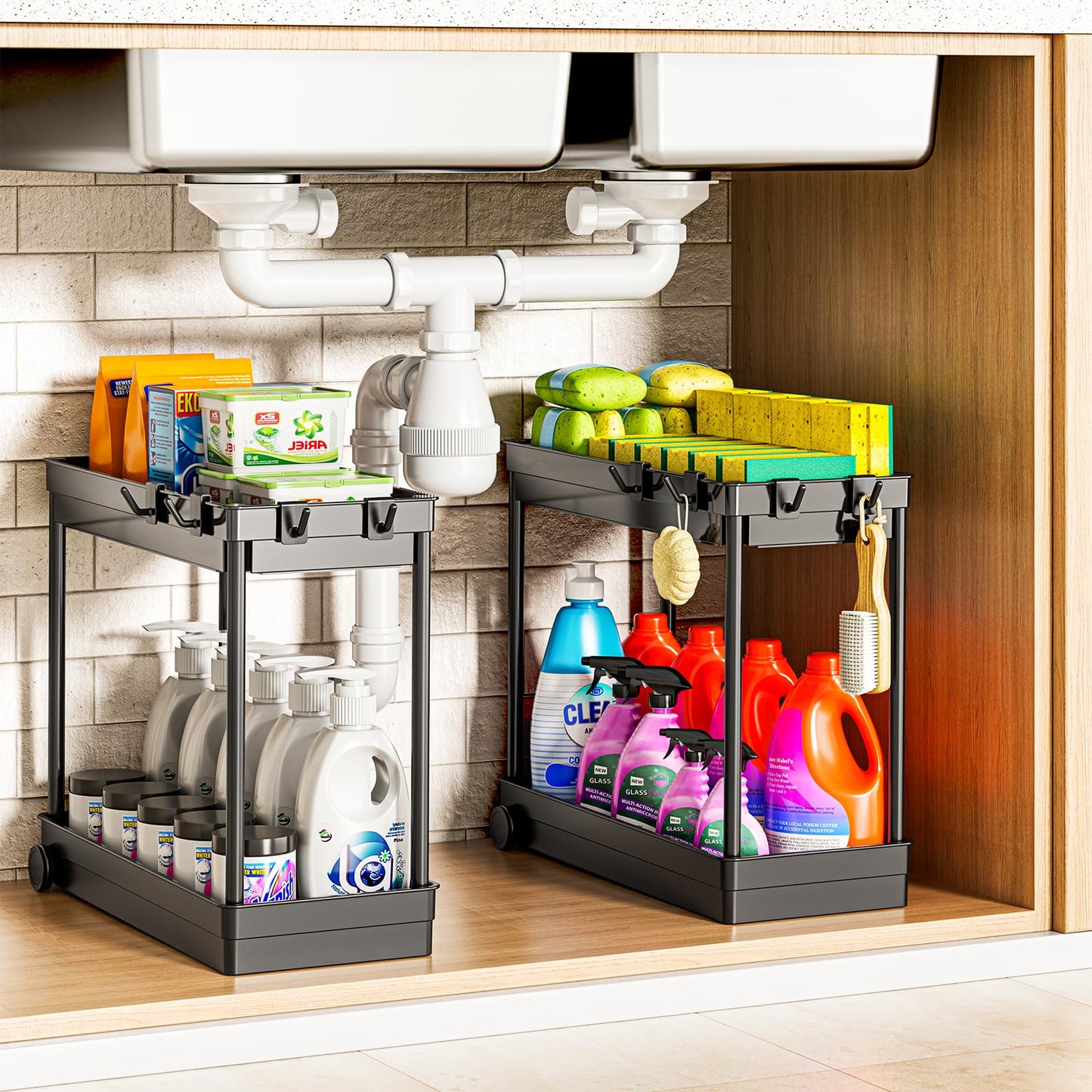 2 Pack Under Sink Organizer for Bathroom Storage