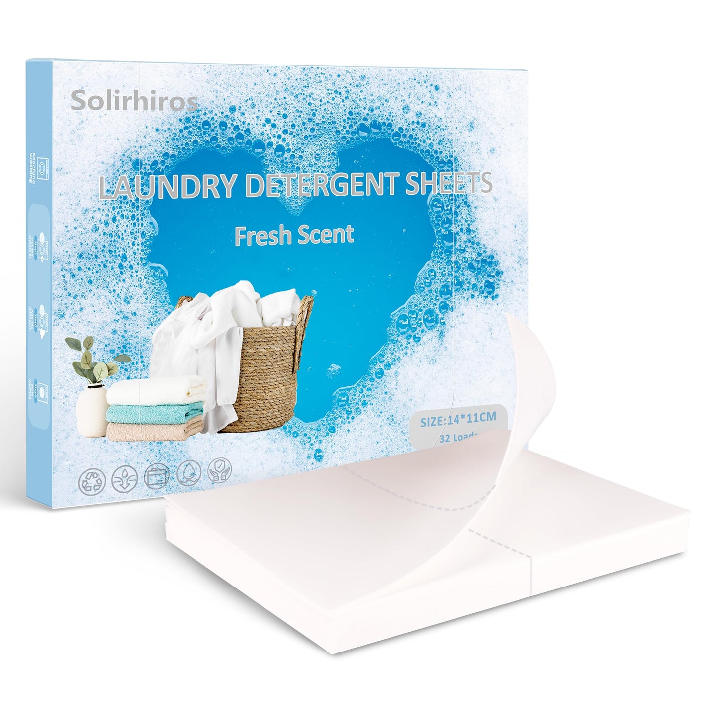 Laundry Detergent Sheets - Laundry Sheets Detergent Eco-friendly No Plastic Recyclable Packaging,Washing Detergent Soap Strips for Home Dorm Travel Camping (L, 32 Load)