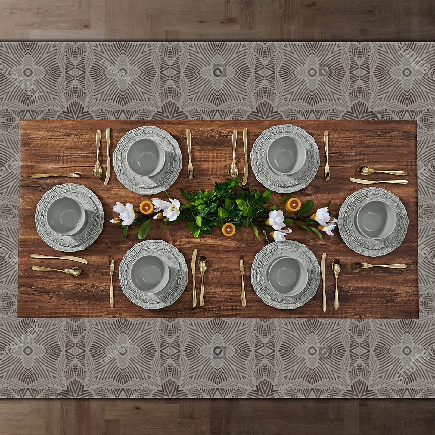 TP 18-Piece Dinnerware Set, Melamine Dinner Dishes Set with Bowls and Salad Plates, Non-breakable Lightweight, Service for 6 (Gray)