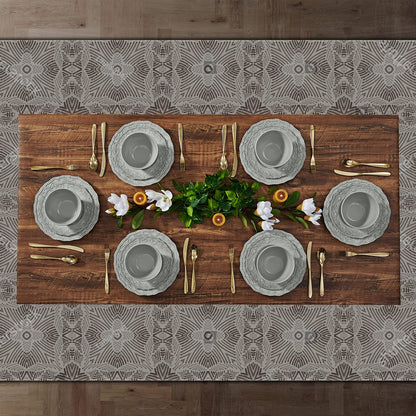 TP 18-Piece Dinnerware Set, Melamine Dinner Dishes Set with Bowls and Salad Plates, Non-breakable Lightweight, Service for 6 (Gray)