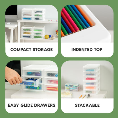 IRIS 3-Drawer Plastic Storage Organizer, 2-Pack