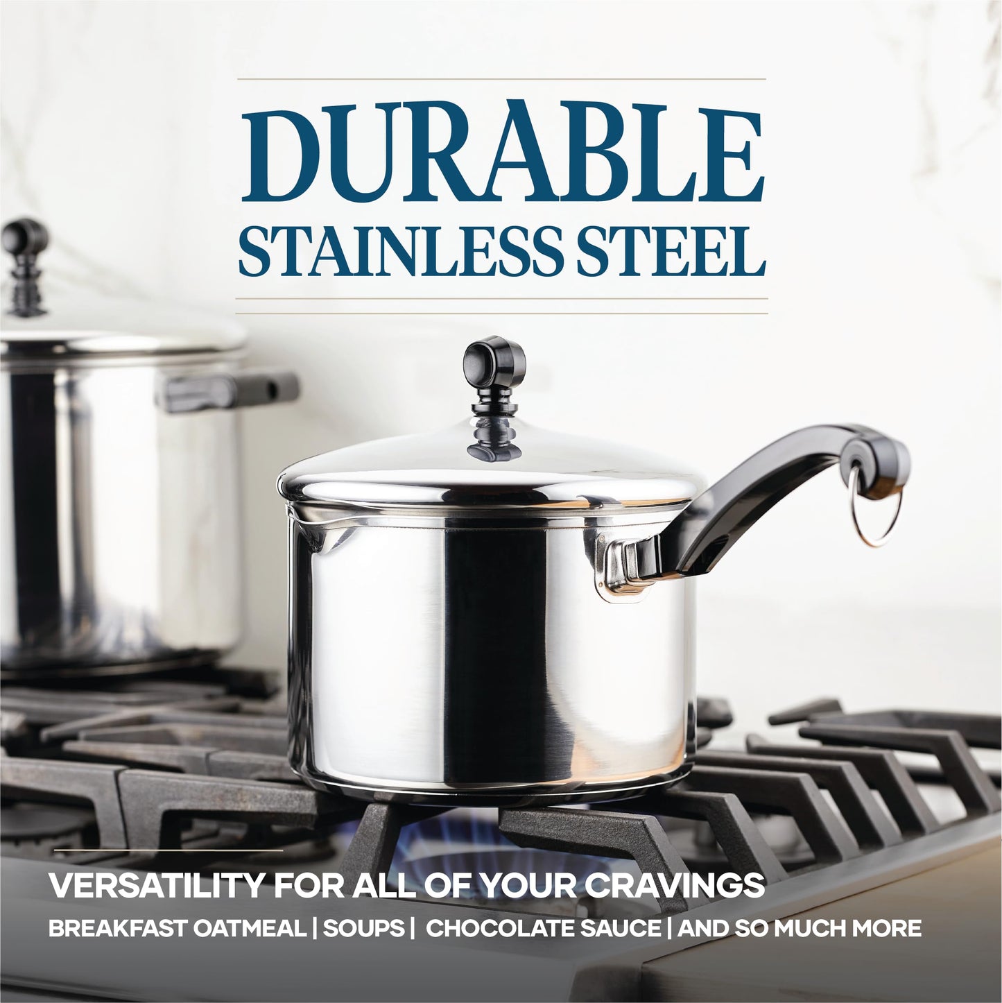 Farberware 3-Quart Stainless Steel Saucepan with Lid