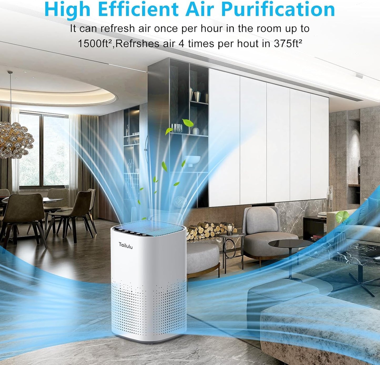 Tailulu H13 HEPA Air Purifier for Large Rooms Up to 1500ft²
