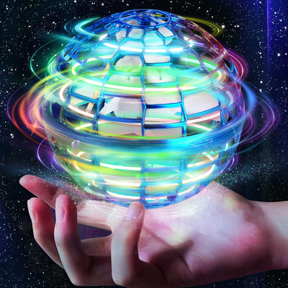 Unyfu Flying Orb Ball Toy, Galaxy Boomerang Hover Ball Led Lights Mini Drone Globe Hand Controlled Flying Ball Toys Cool Toys Gift for 6 7 8 9 10+ YearOld Boys Girls Teens Outdoor Toys(Blue)