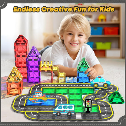 Magnetic Building Blocks Cars Set for Kids