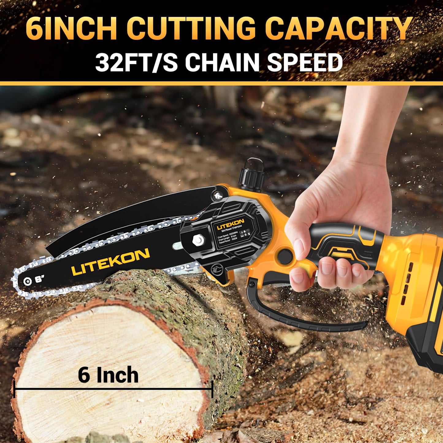 6 Inch Mini Electric Chainsaw with Batteries