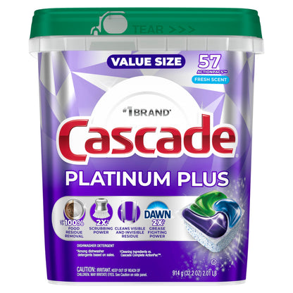 57 Count Cascade Platinum Plus Dishwasher Pods