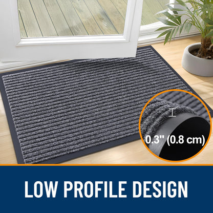 OLANLY Waterproof Heavy Duty Door Mat, Grey