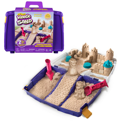 Kinetic Sand, Folding Sand Box with 2lbs Play Sand, 7 Molds & Tools, Sensory Toys, Christmas Gifts for Kids Ages 3+