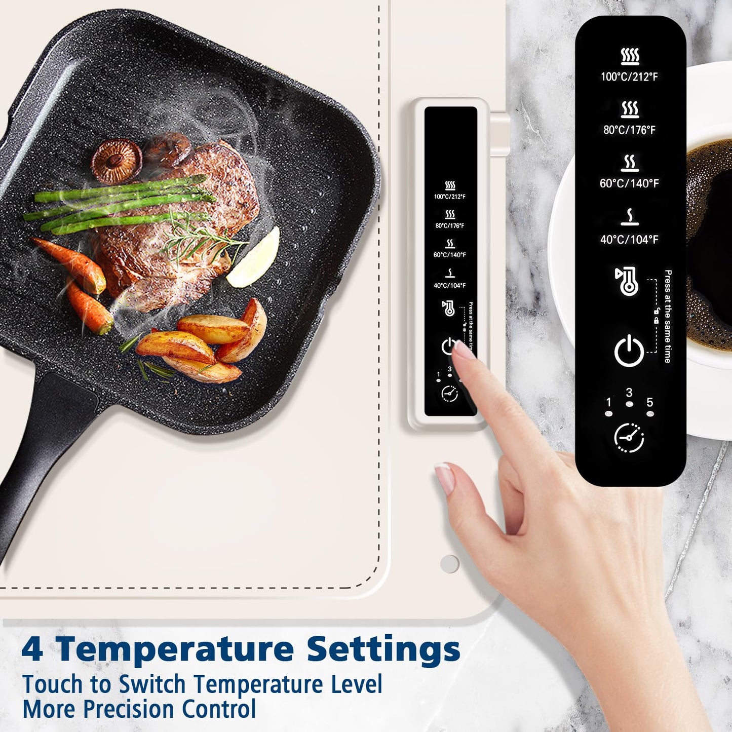 Electric Food Warmer Tray with 4 Temperature Levels