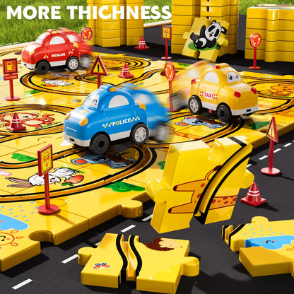 Race Car Puzzle Track Set for Kids 3-6