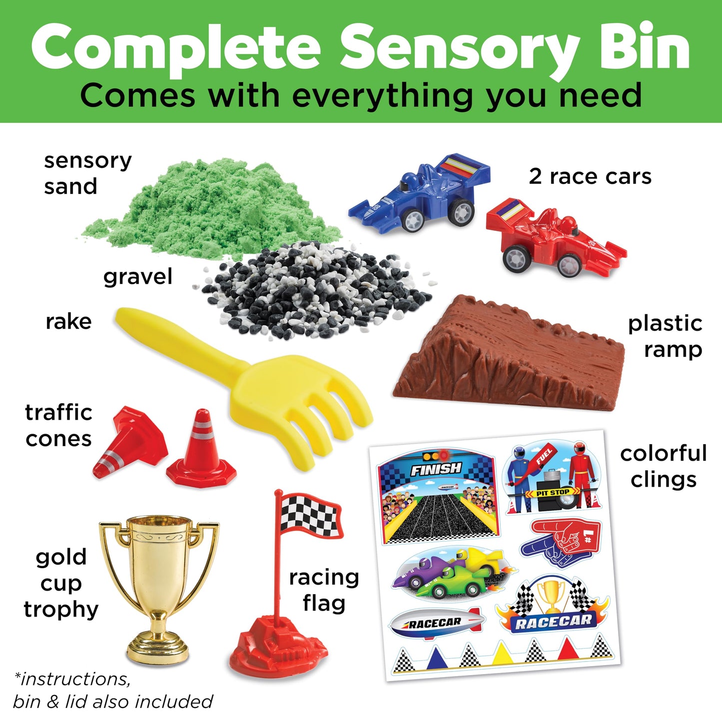 Creativity for Kids Sensory Bin: Race Track - Toddler Toys for Kids Ages 3-4+ Pretend Play, Sensory Learning Toys with Car Track, Gifts for Kids