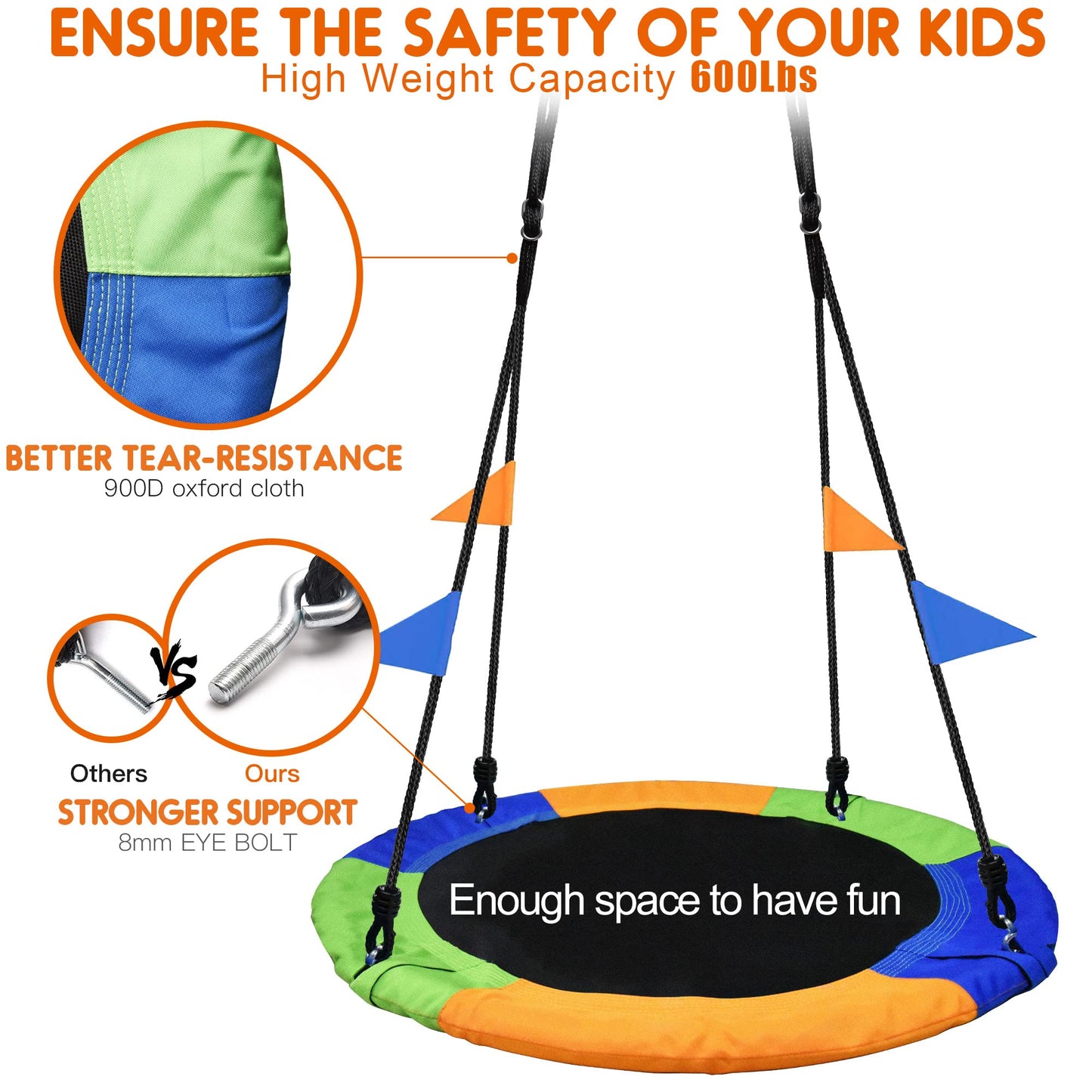 PACEARTH 40" Saucer Tree Swing for Kids