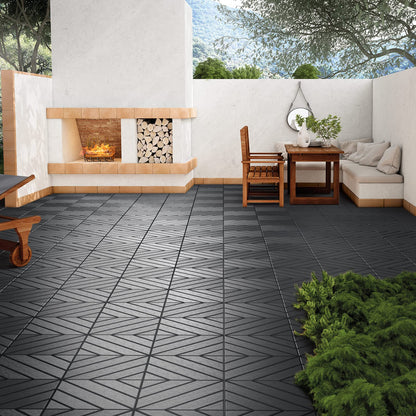 VANCASTLE Plastic Interlocking Deck Tiles, 11.8"x11.8"(Pack of 36), Patio Flooring Outdoor Waterproof All Weather Use, Outdoor Flooring for Patio Garden Poolside Front/Back Yard, Dark Grey