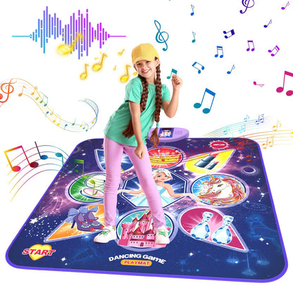 Skirfy Dance Mat, Unicorn Toys for Girls Electronic Dance Pad with 7 Games Mode, Dance Games with Touch Sensitive LED Lights, Birthday Party Games for Toddler Girls for 3-12