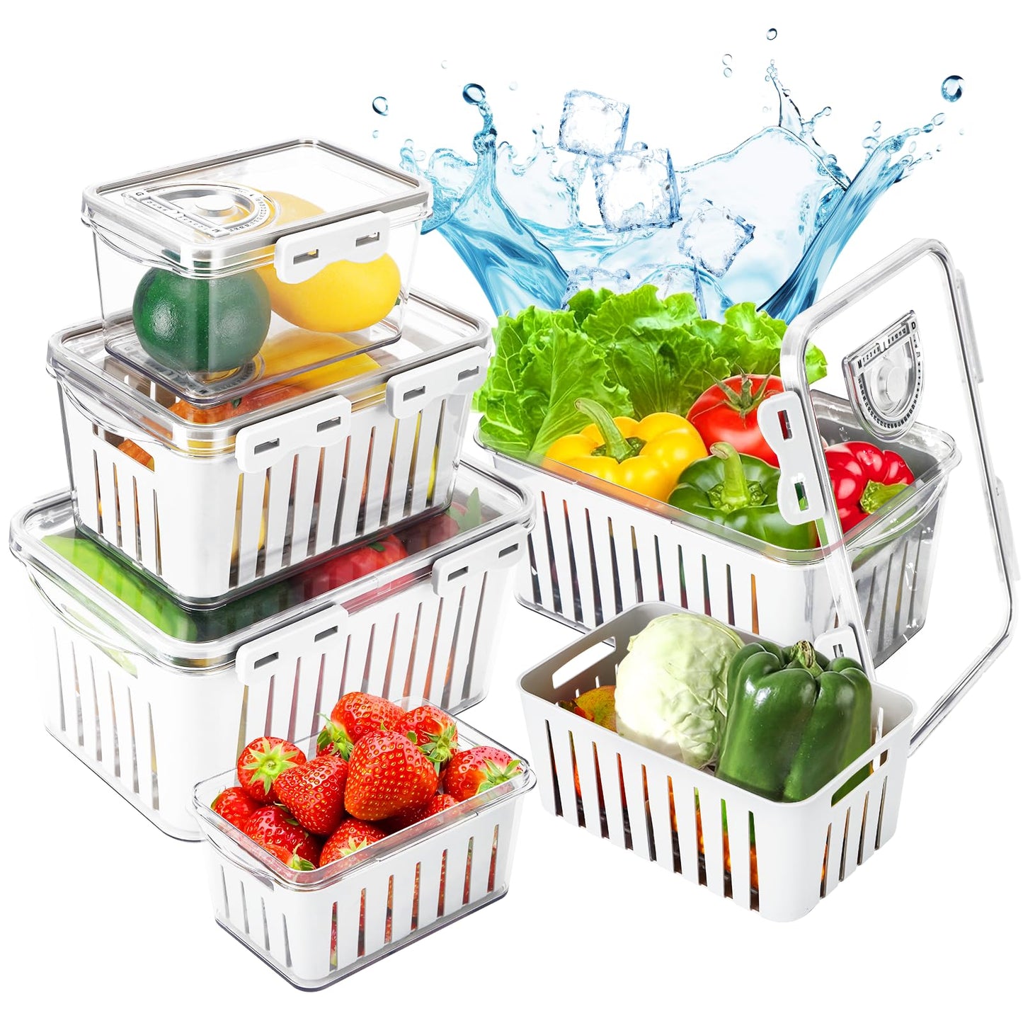 Fruit Storage Containers with Removable Colander 3 Pack